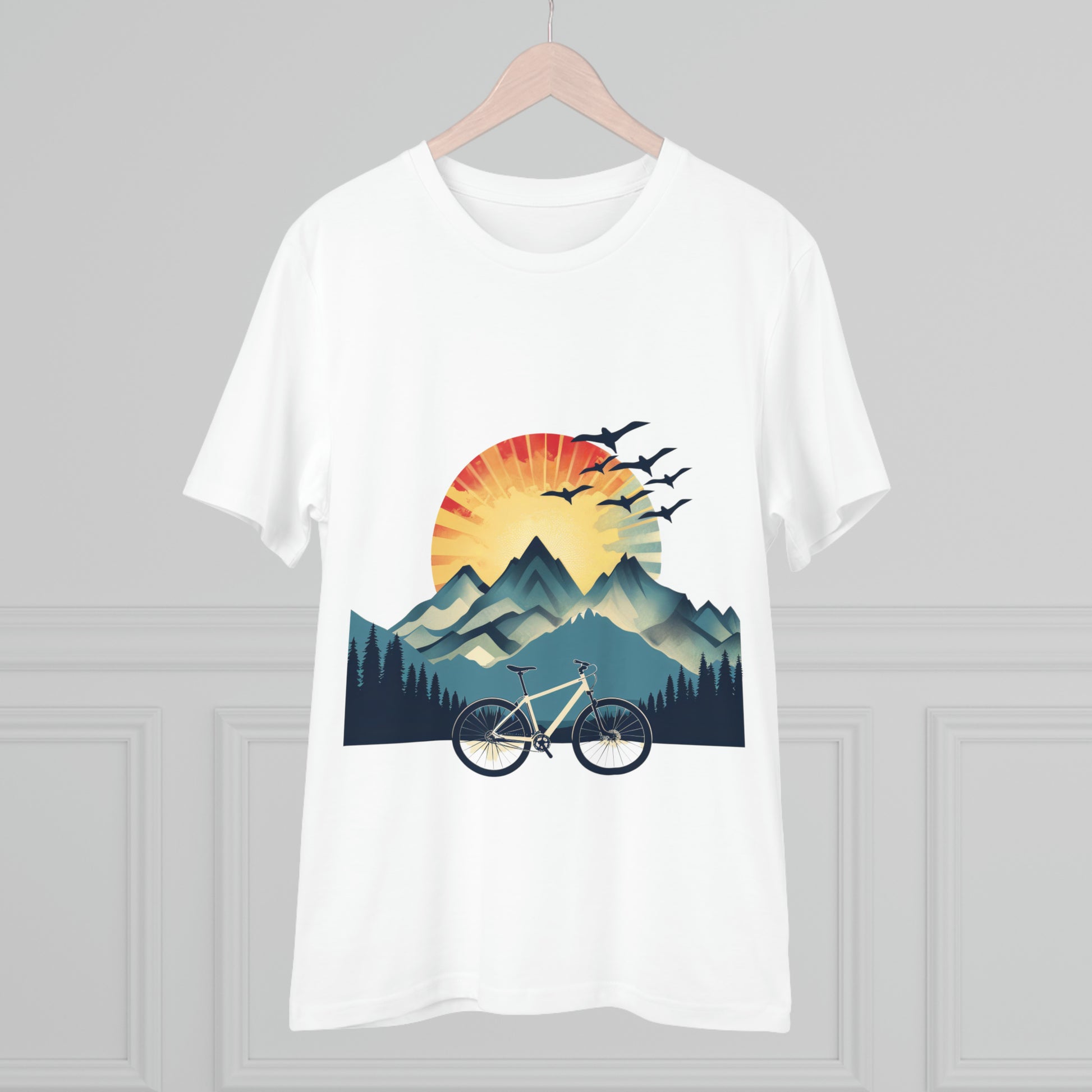 Dawn Rider: Majestic Mountain Cycling T-shirt - Unisex - BicycleWonders