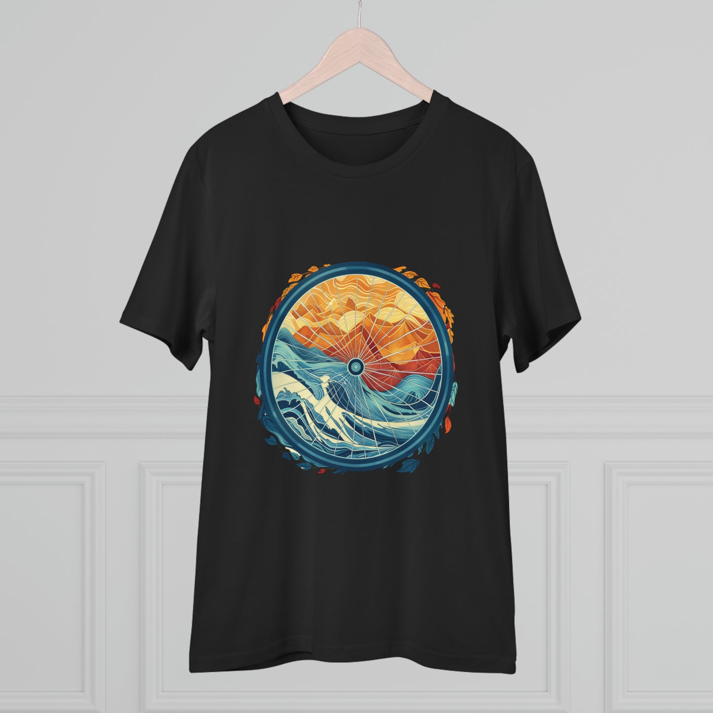 Nature's Harmony: Abstract Sun and Sea Cycle  T-shirt - Unisex - BicycleWonders