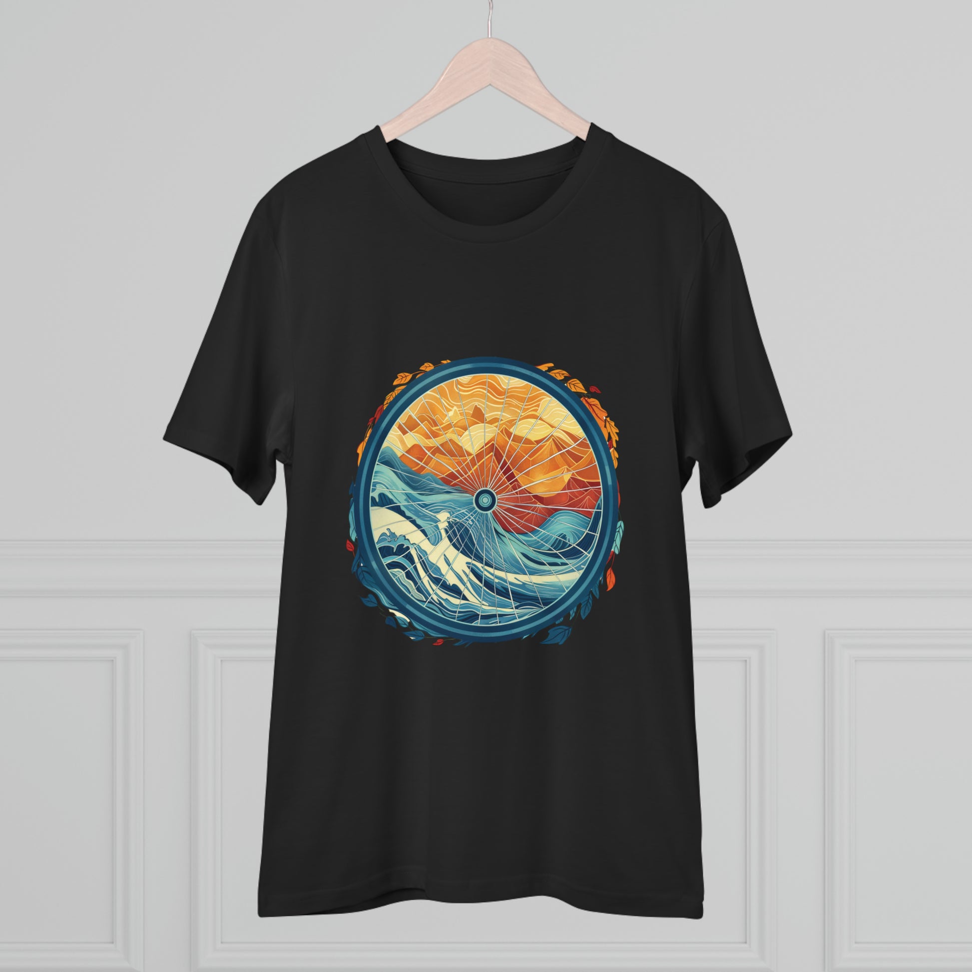 Nature's Harmony: Abstract Sun and Sea Cycle  T-shirt - Unisex - BicycleWonders