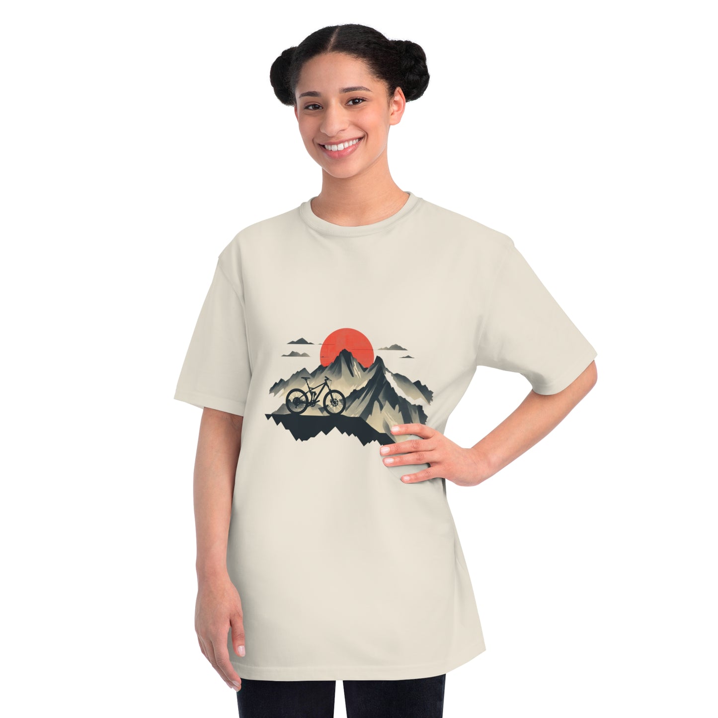 Dawn Rider: Majestic Mountain Cycling T-shirt - Unisex - BicycleWonders