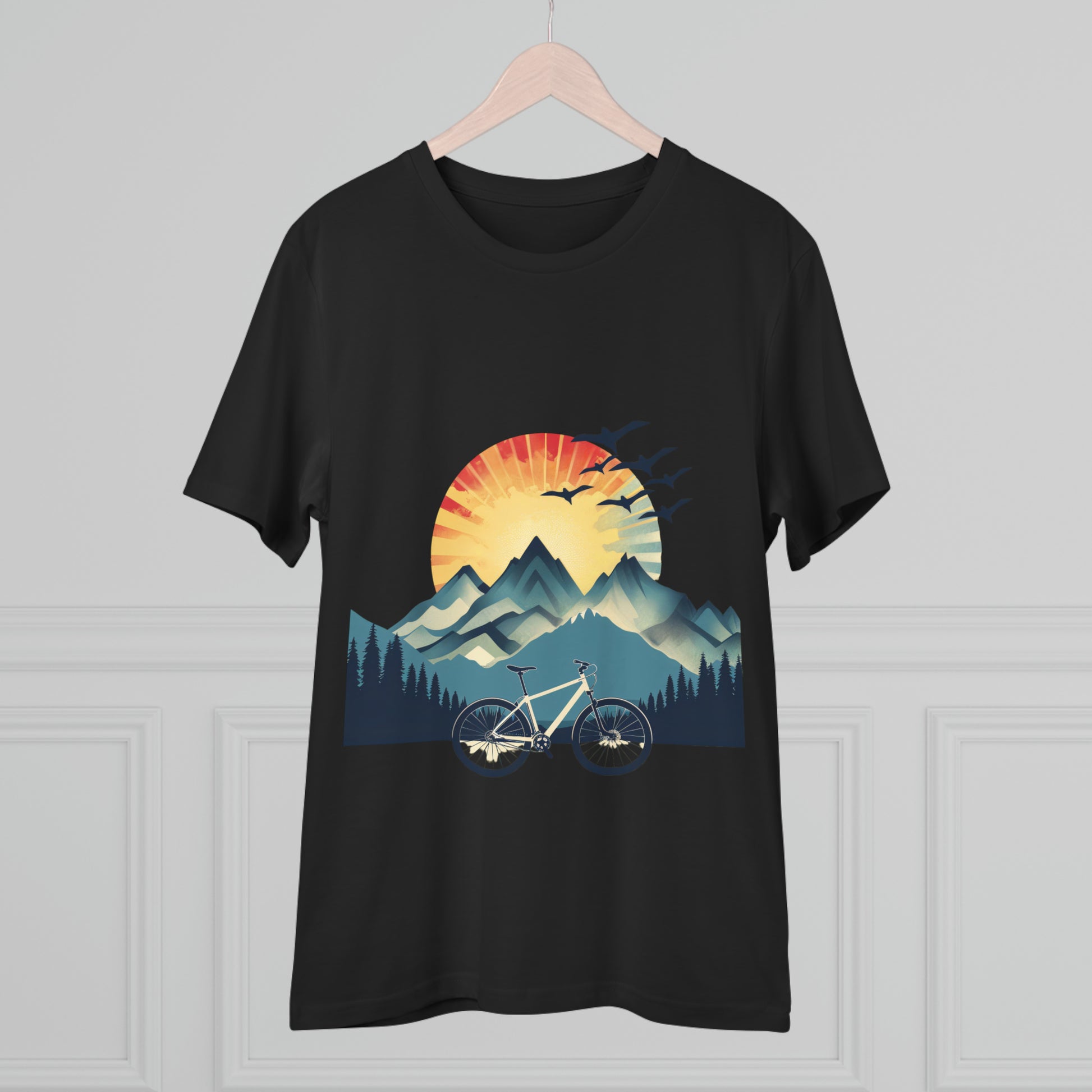 Dawn Rider: Majestic Mountain Cycling T-shirt - Unisex - BicycleWonders