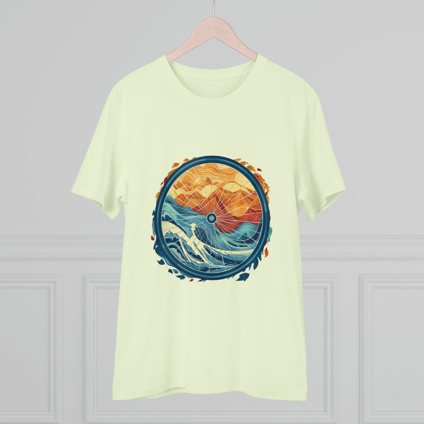 Nature's Harmony: Abstract Sun and Sea Cycle  T-shirt - Unisex - BicycleWonders