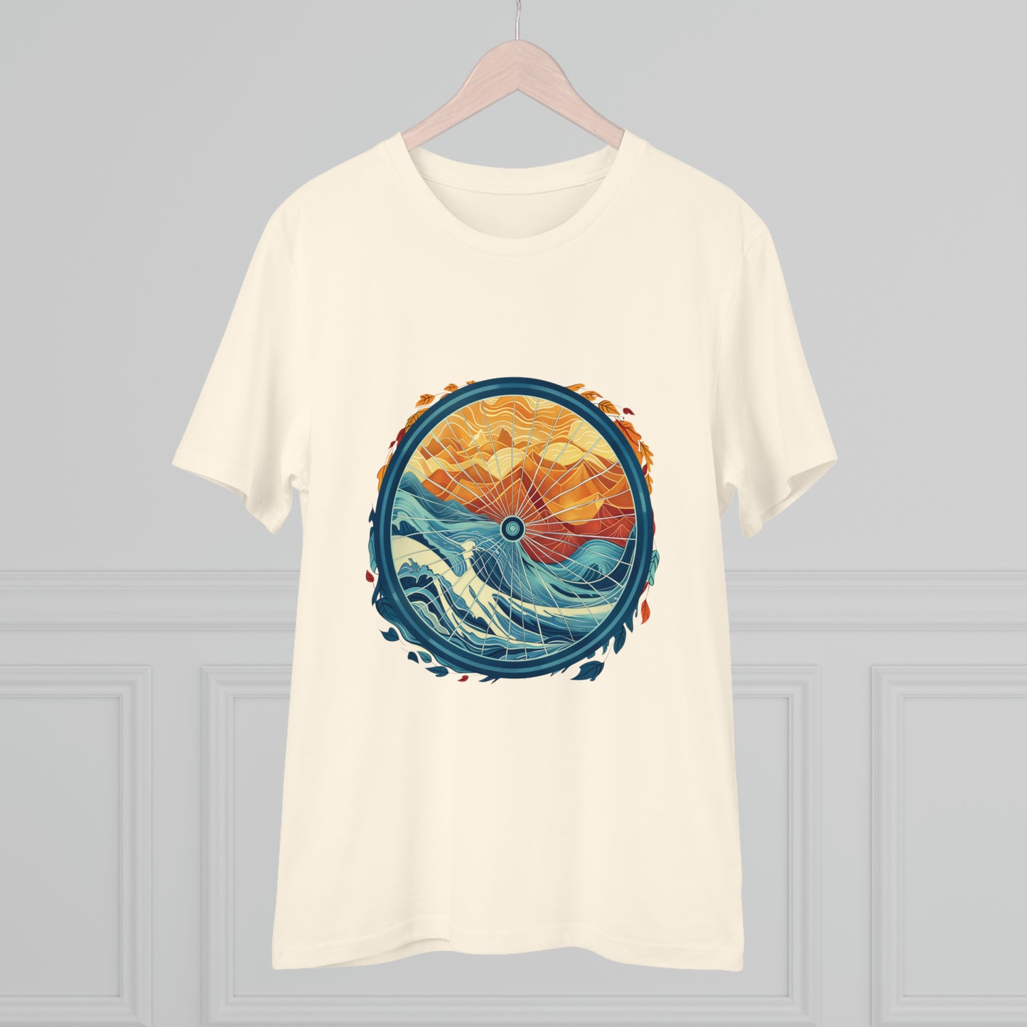 Nature's Harmony: Abstract Sun and Sea Cycle  T-shirt - Unisex - BicycleWonders