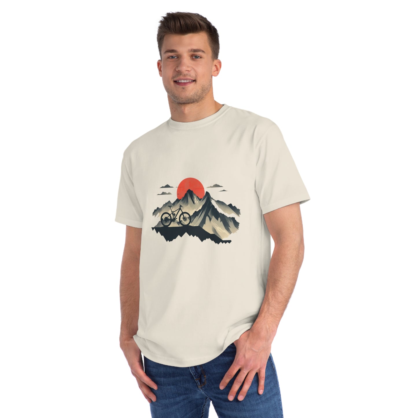 Dawn Rider: Majestic Mountain Cycling T-shirt - Unisex - BicycleWonders