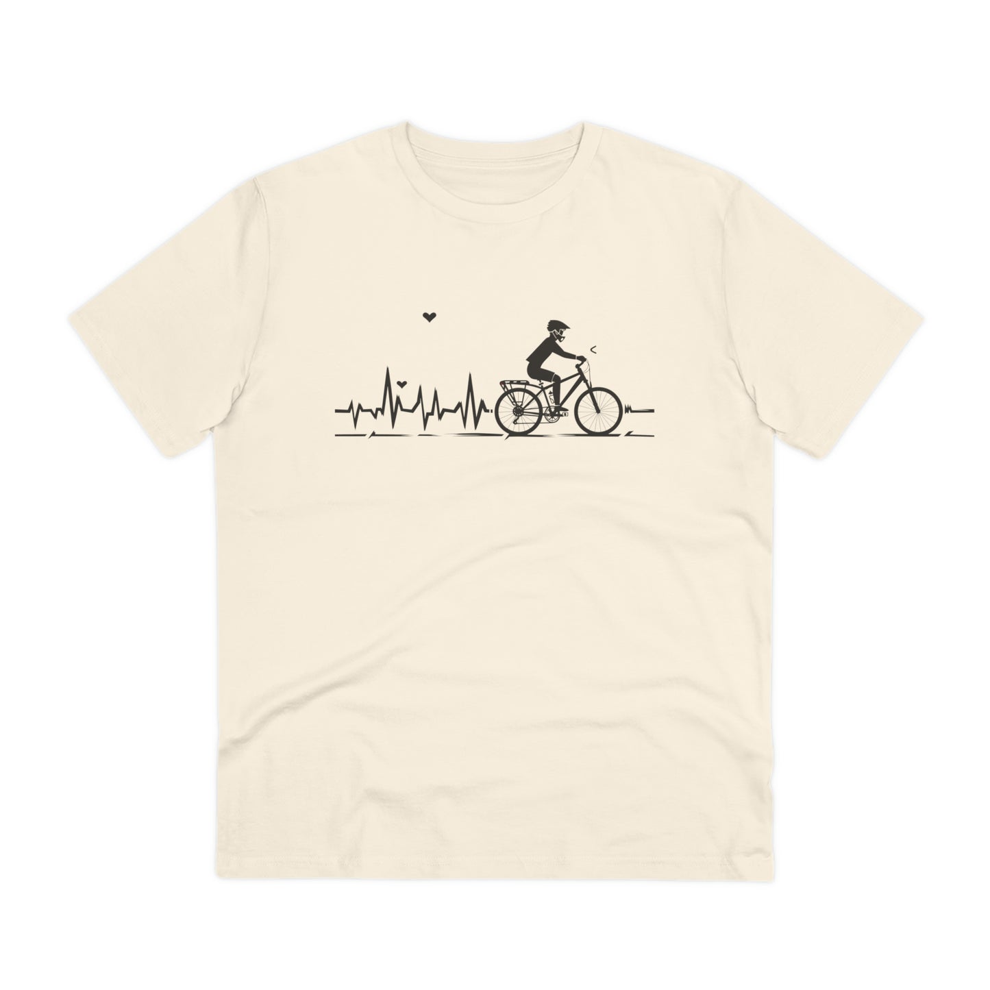 Ride in Rhythm: Minimalist Cyclist Heartbeat  T-shirt - Unisex - BicycleWonders