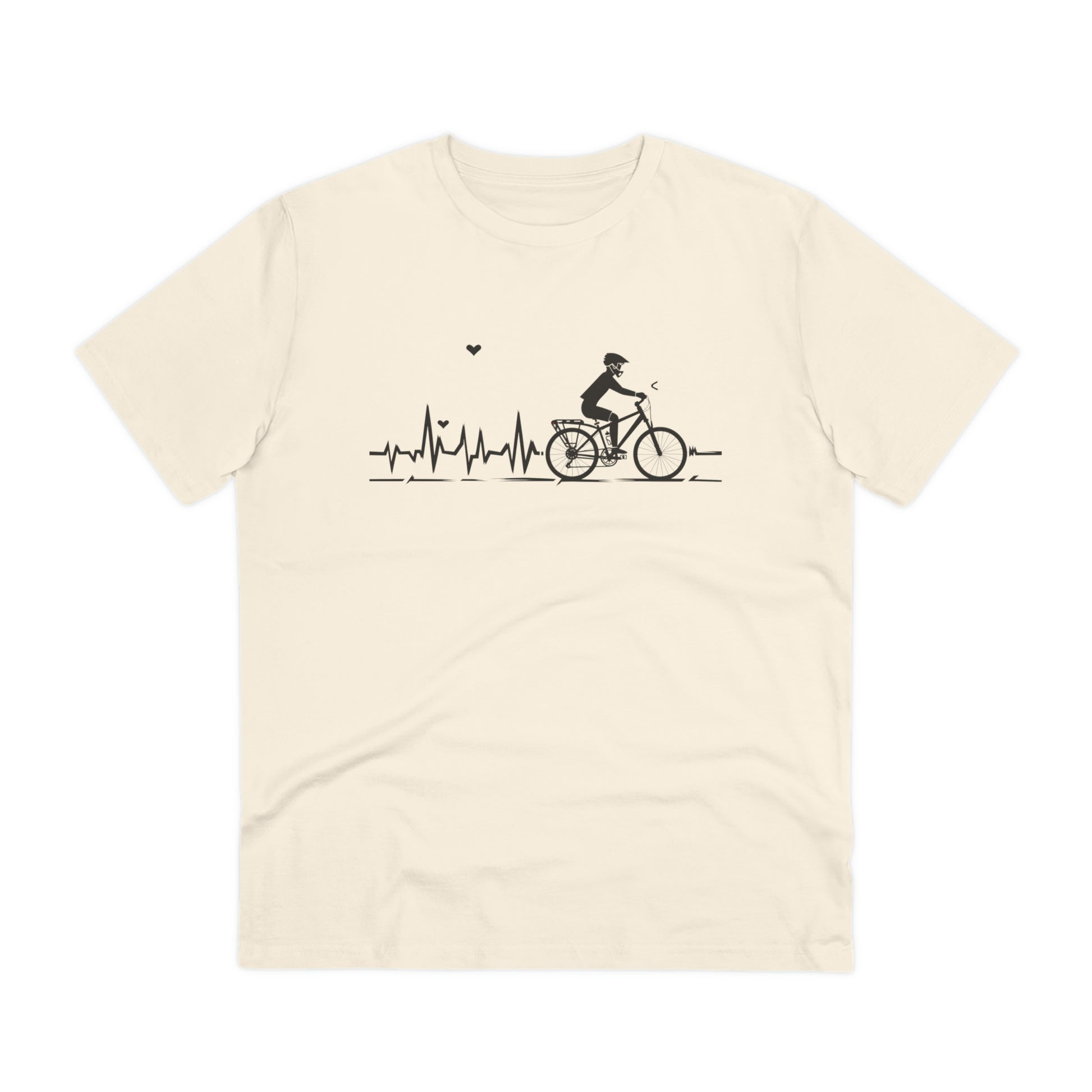 Ride in Rhythm: Minimalist Cyclist Heartbeat  T-shirt - Unisex - BicycleWonders