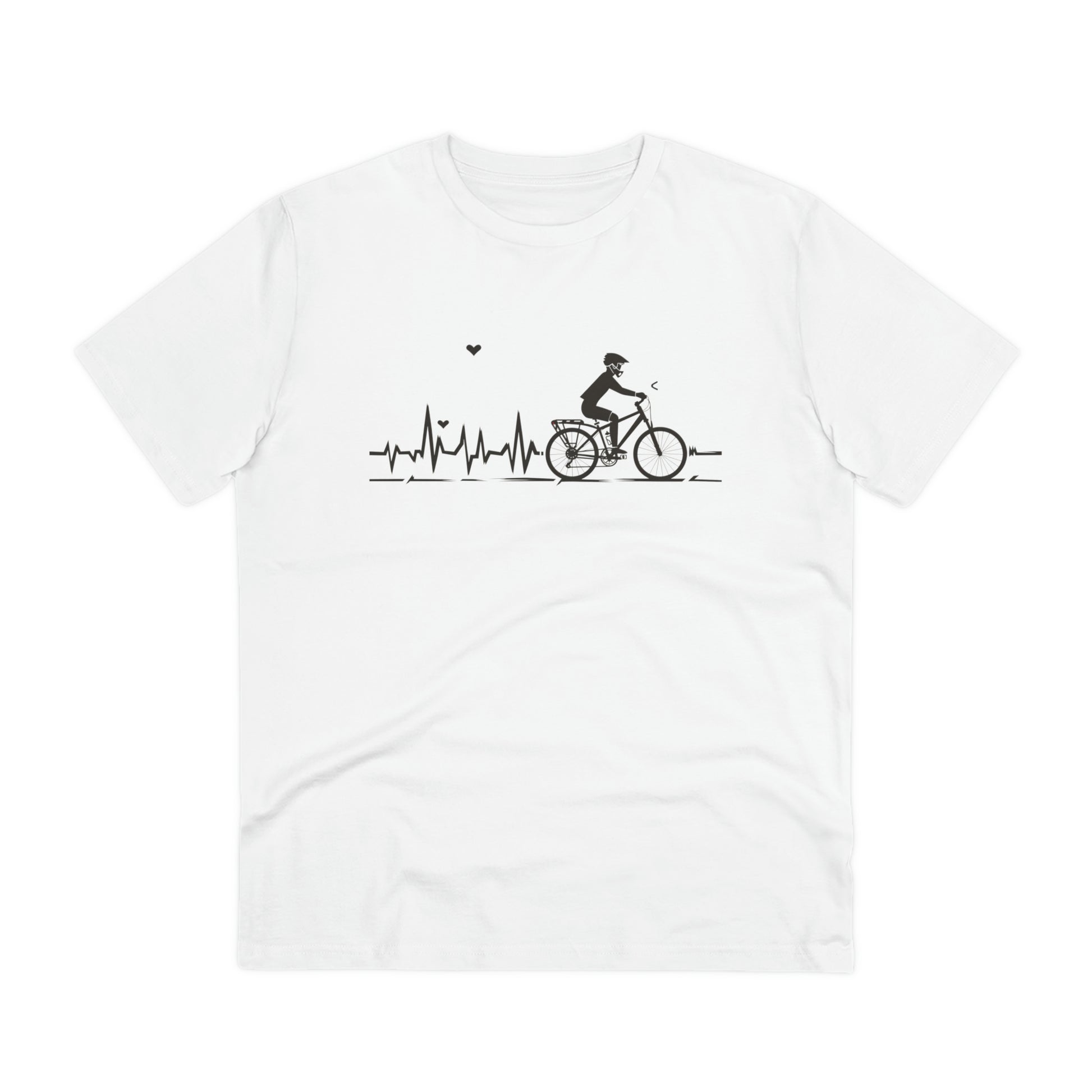 Ride in Rhythm: Minimalist Cyclist Heartbeat  T-shirt - Unisex - BicycleWonders