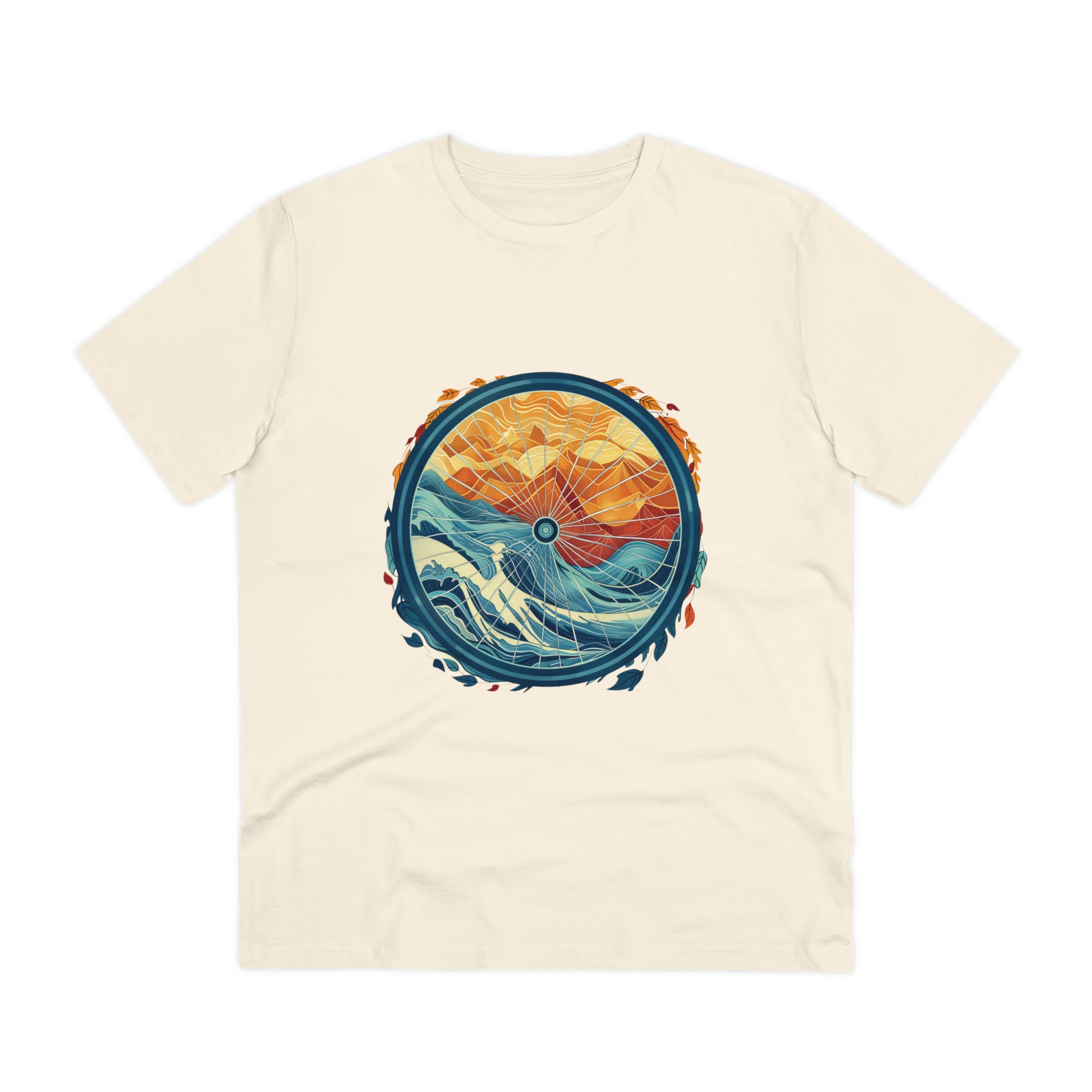 Nature's Harmony: Abstract Sun and Sea Cycle  T-shirt - Unisex - BicycleWonders