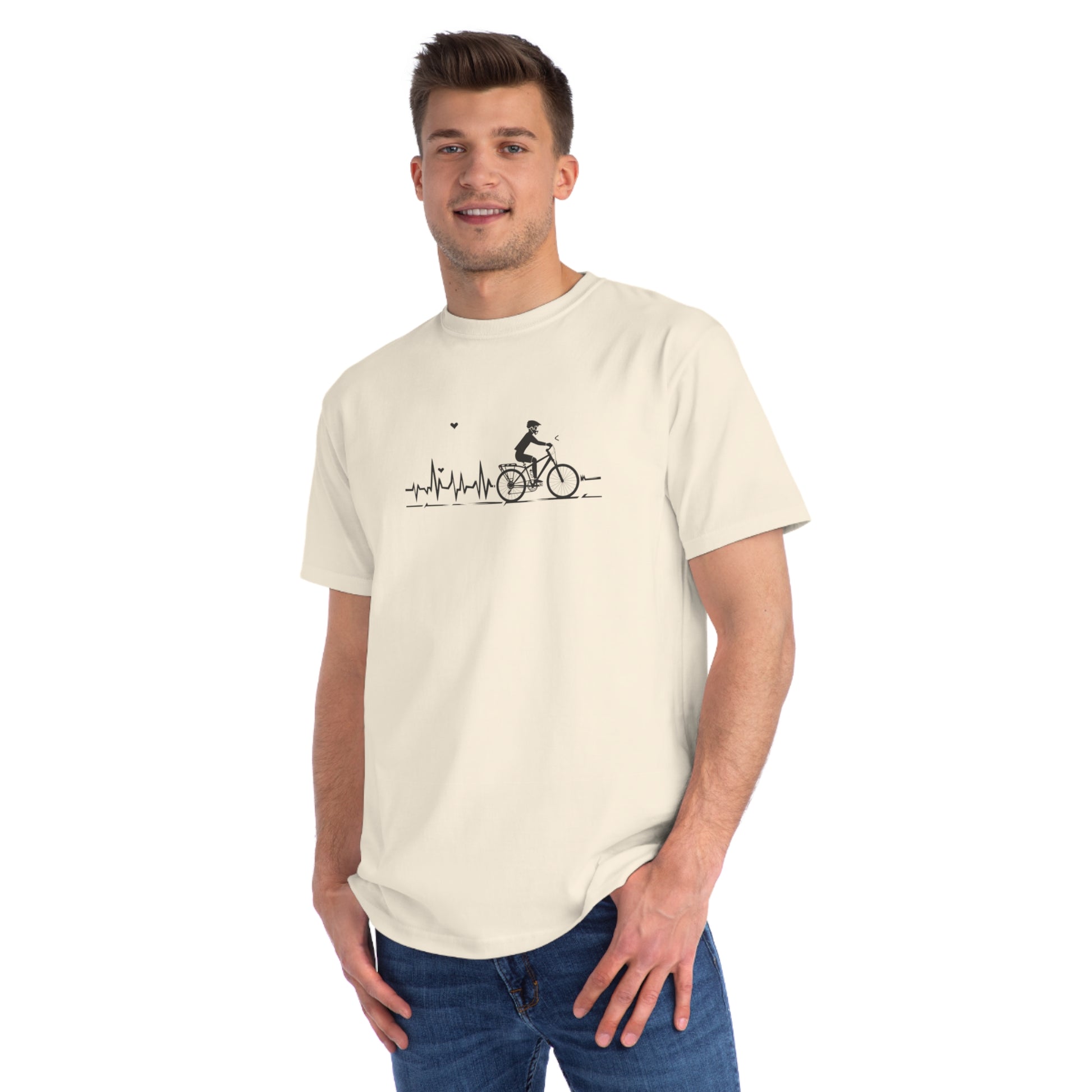 Ride in Rhythm: Minimalist Cyclist Heartbeat T-shirt - Unisex - BicycleWonders